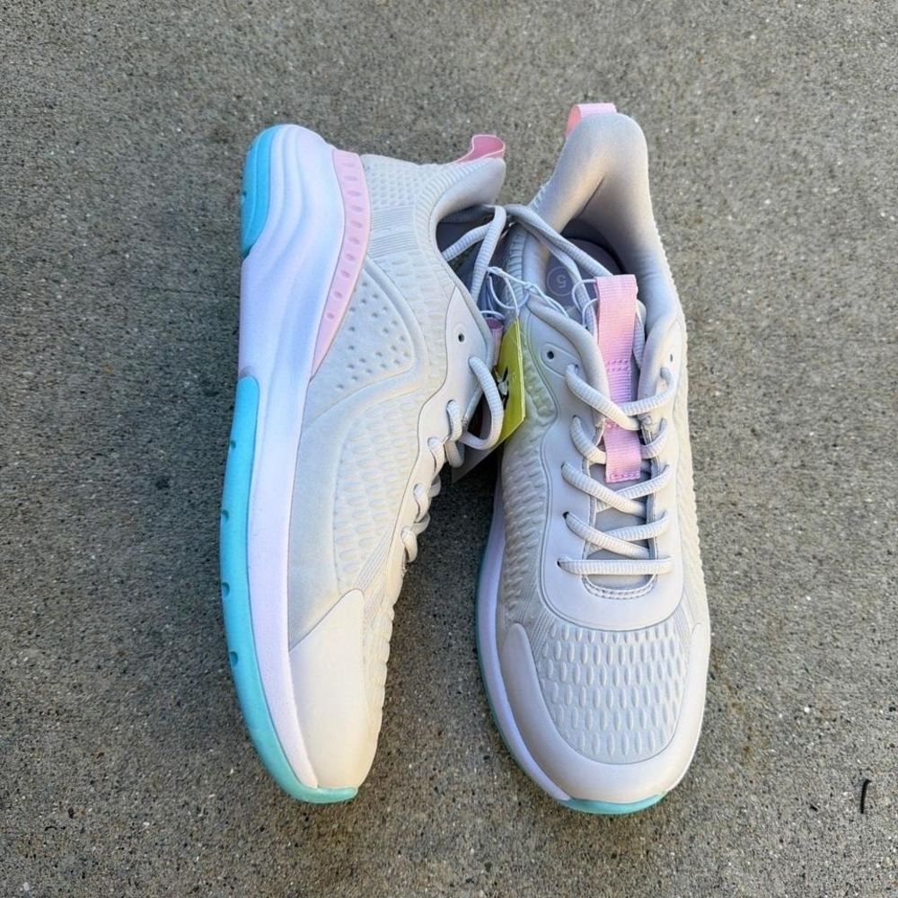 All in‎ Motions Sneakers Girls 6 Womens 8 Lace Up Pink Gray Active NEW